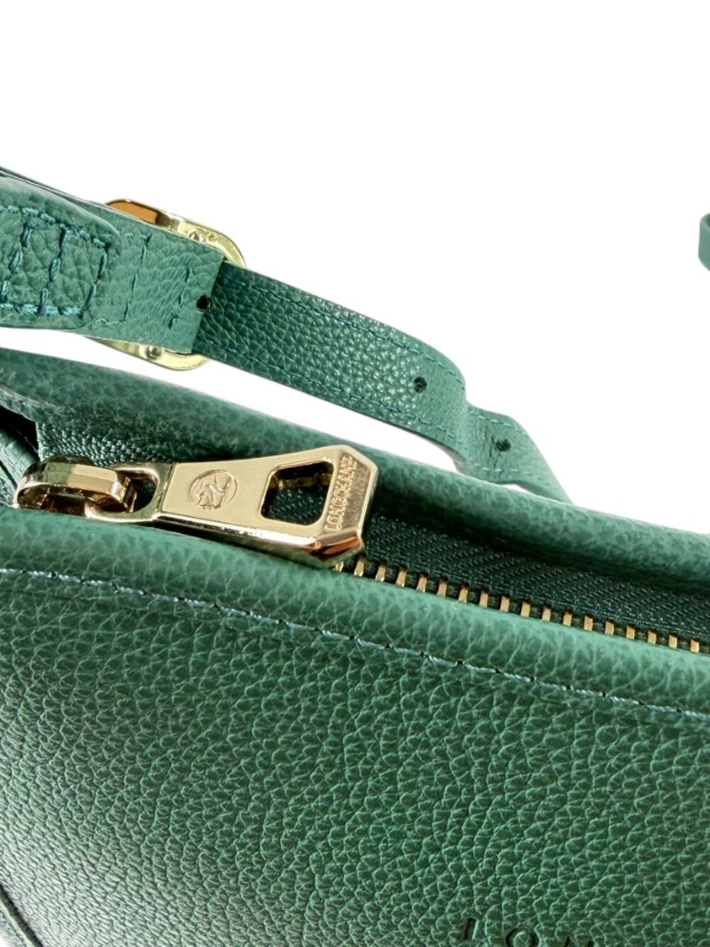 LONGCHAMP Le Foulonne Teal Leather Small Crossbody Shoulder Bag Made in France - Picture 7 of 15